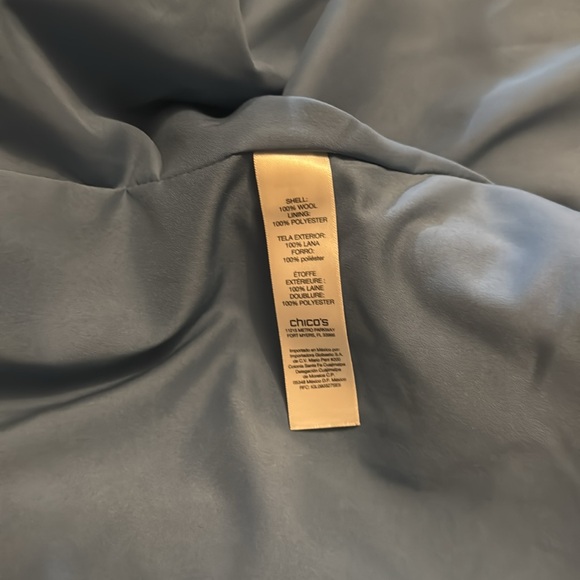 Chicos Boiled Wool Motorcycle Jacket Blue Silver - Picture 6 of 9